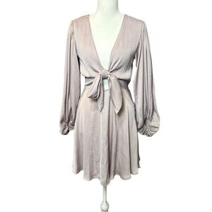 Saints + Secrets Mauve Bow Front Feminine Mini Dress Small